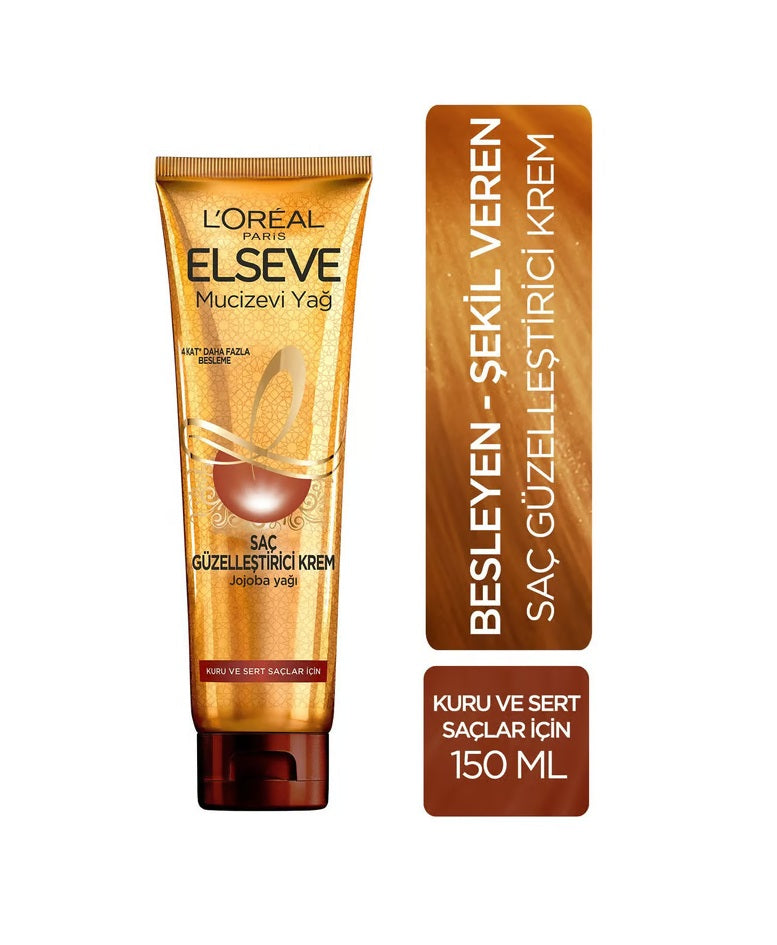 L'Oreal Paris Elseve Mucizevi Yağ Kuru ve Sert Saçlar İçin Saç Güzelleştirici Jojoba Yağlı Krem 150 Ml