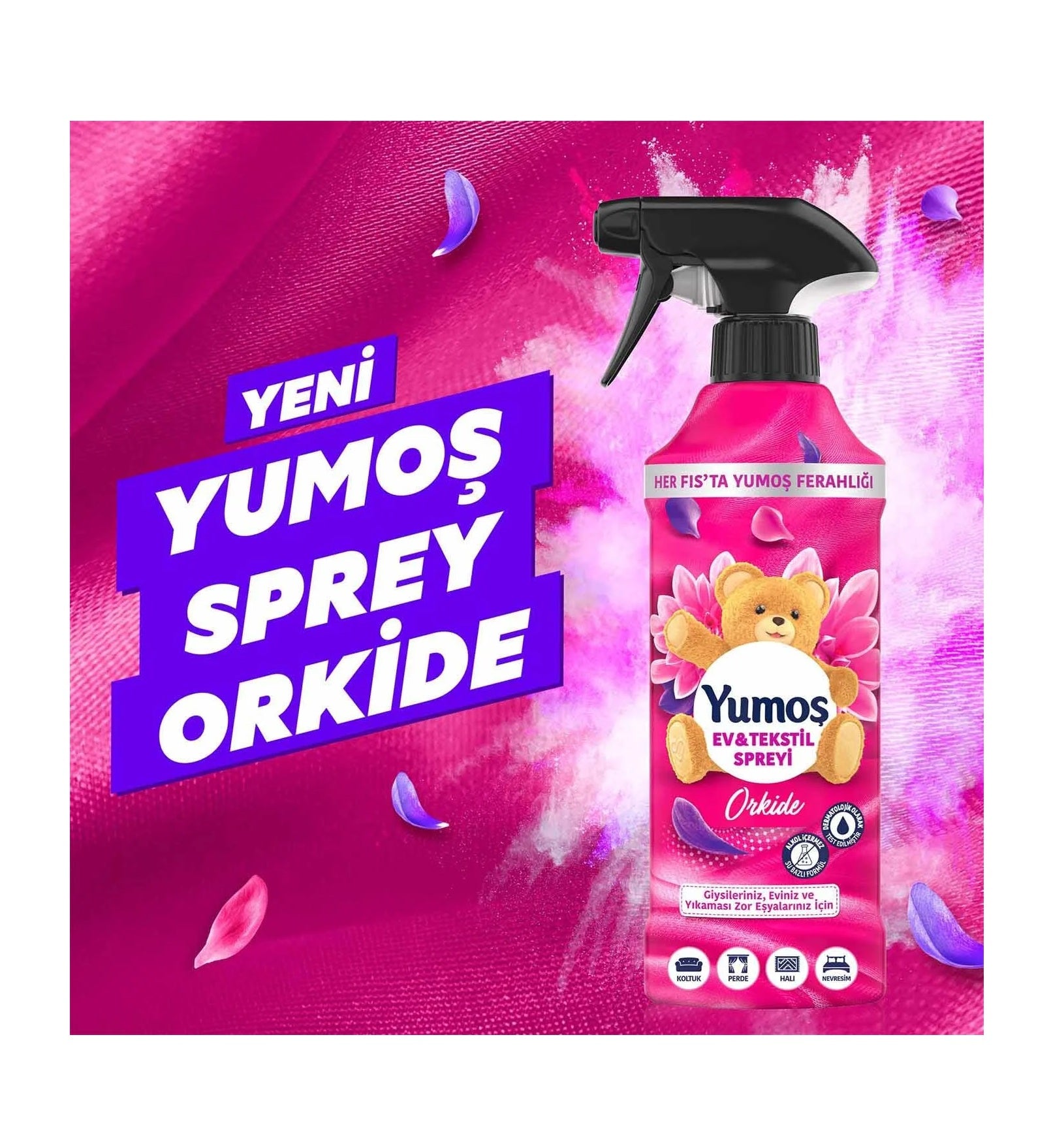 Yumoş Ev ve Tekstil Spreyi Orkide Yıkanması Zor Eşyalar İçin 450 ml