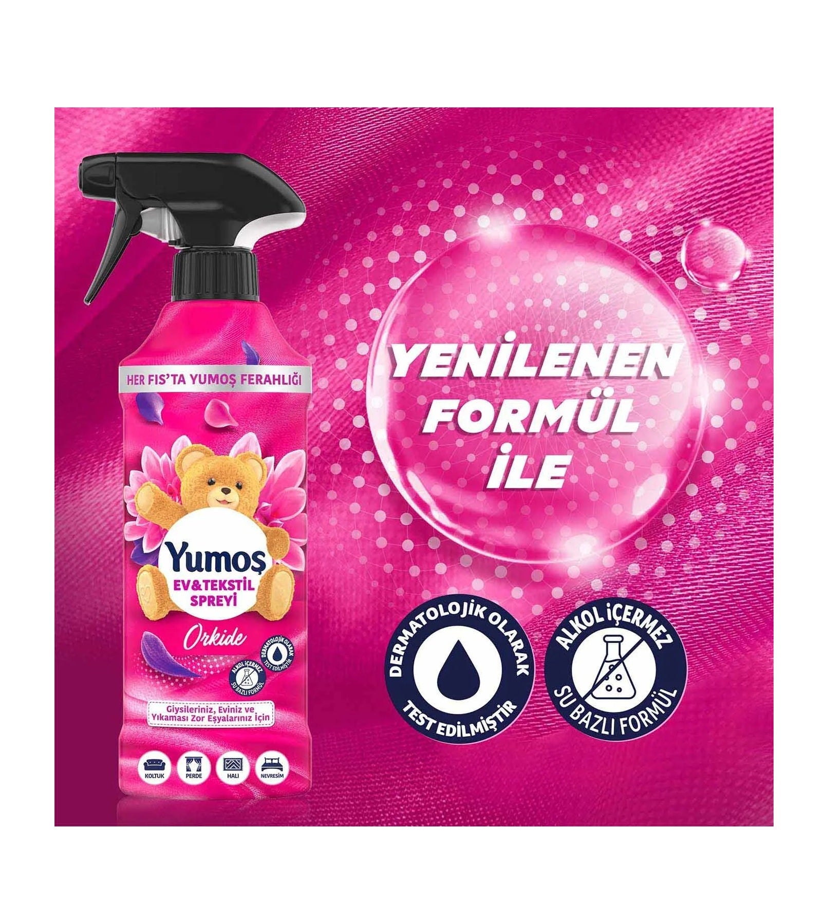 Yumoş Ev ve Tekstil Spreyi Orkide Yıkanması Zor Eşyalar İçin 450 ml