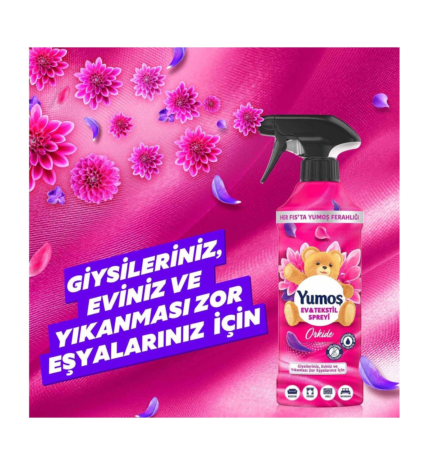 Yumoş Ev ve Tekstil Spreyi Orkide Yıkanması Zor Eşyalar İçin 450 ml